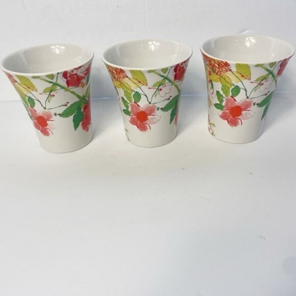 Set Of 3 222 Fifth Fleuriete Latte Mugs 14 Oz Fine China Floral Coffee Tea Cups - Picture 2 of 8